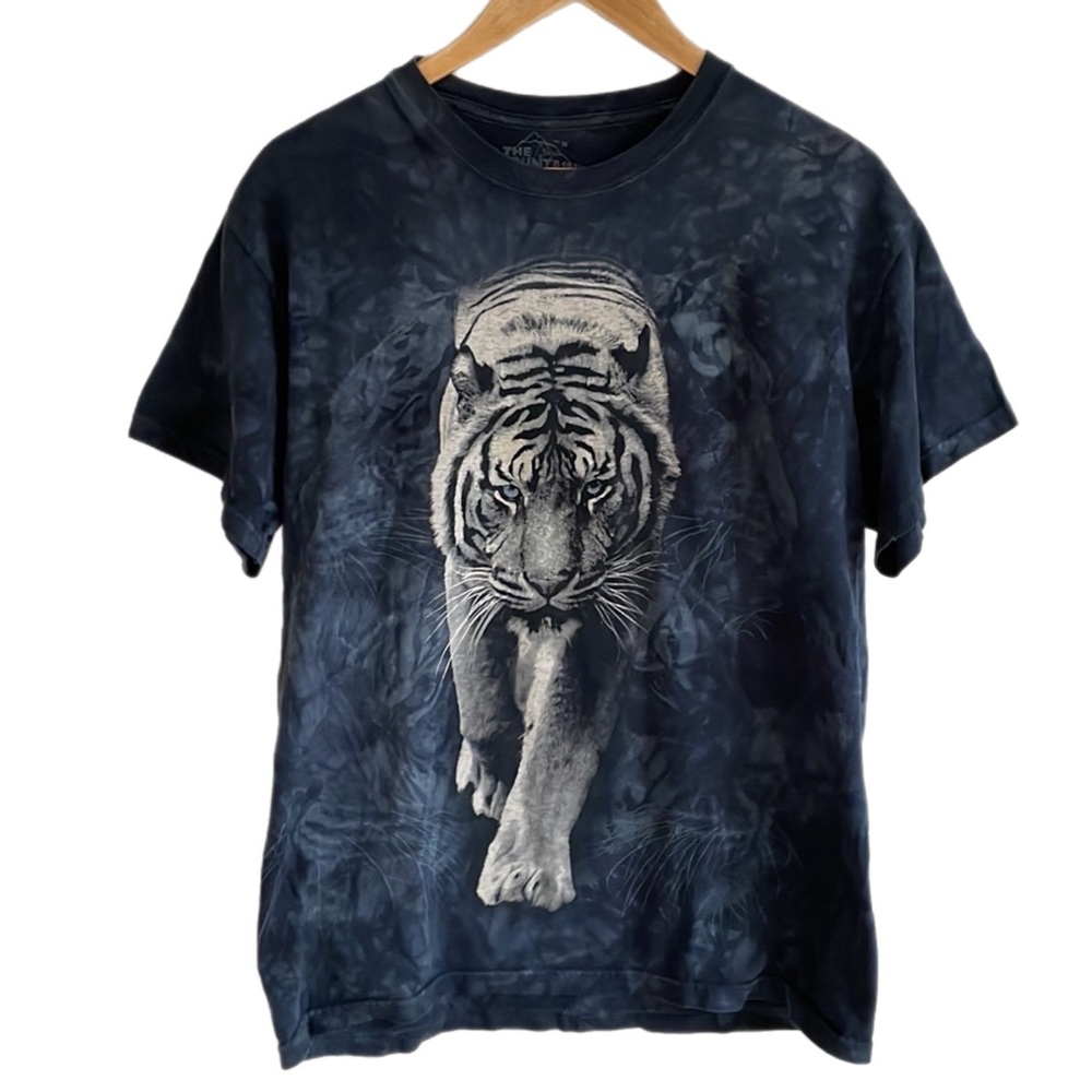 The Mountain Tie Dye Fierce Blue Eye Tiger Tee Shirt